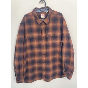 Levi's Button Up Shirt Relaxed Fit Plaid Brown Orange Large